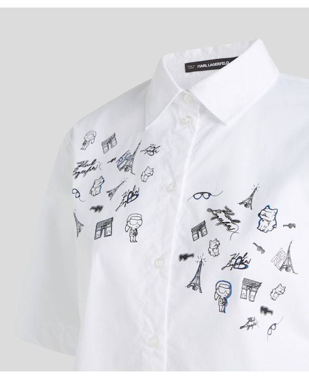 PARIS PRINT POPLIN BLOUSE