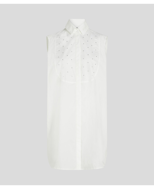 EMBELLISHED POPLIN BIB SHIRT