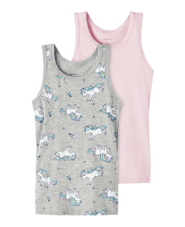 NMFTANK TOP 2P GREY MELANGE UNICORN NOOS