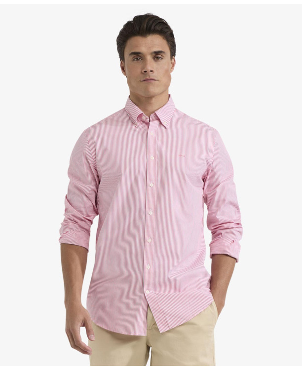 Striped Poplin Shirt 100% Cotton Heren