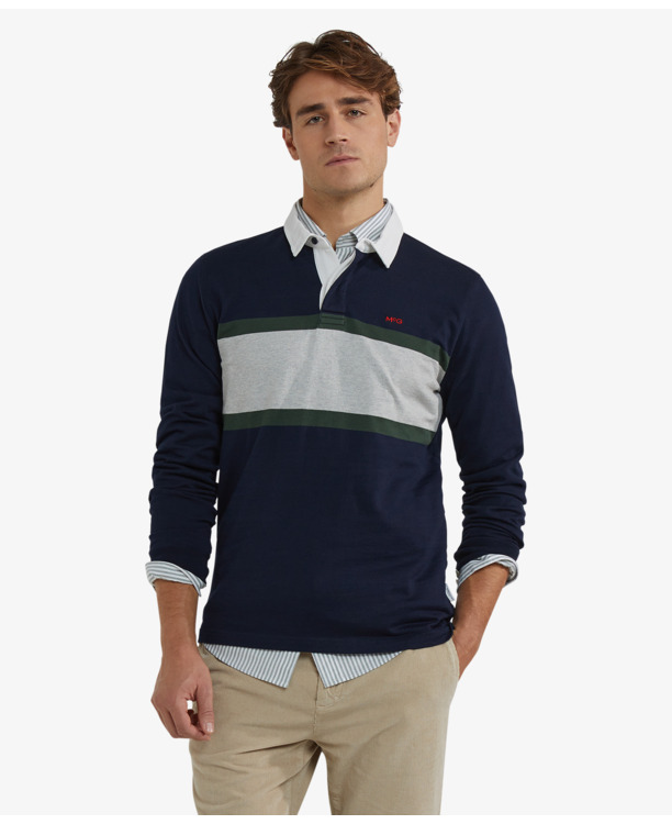 Colourblock Rugby 100% Cotton Heren