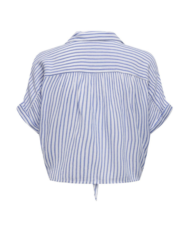 Regular Fit Shirt Collar Short Sleeves (S/S) Cropped vrouwelijk overhemd met knoopdetail