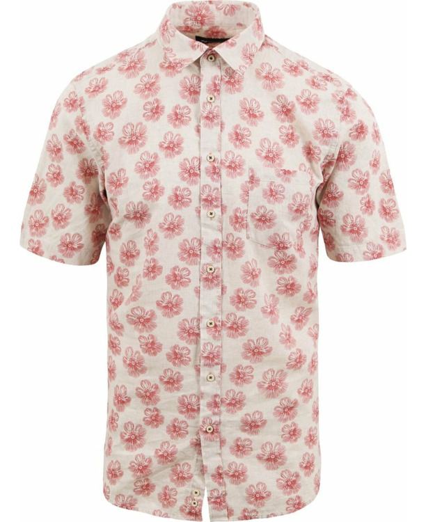 Suitable Short Sleeve Overhemd Linnen Simon Rood