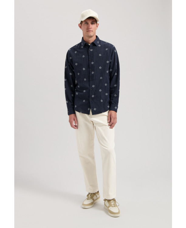 Dstrezzed Heren Jacquard Overhemd Blauw Thomas