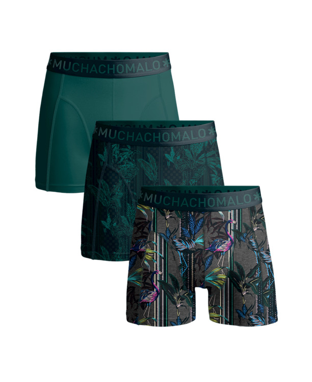 Heren 3-Pack Boxershort Print/Print/Effen Print/Print/Green