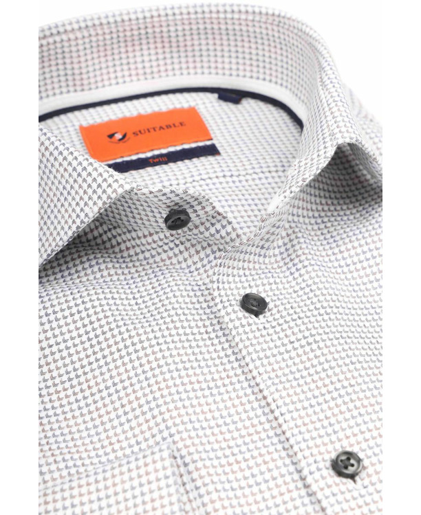 Suitable Overhemd Twill Print Wit