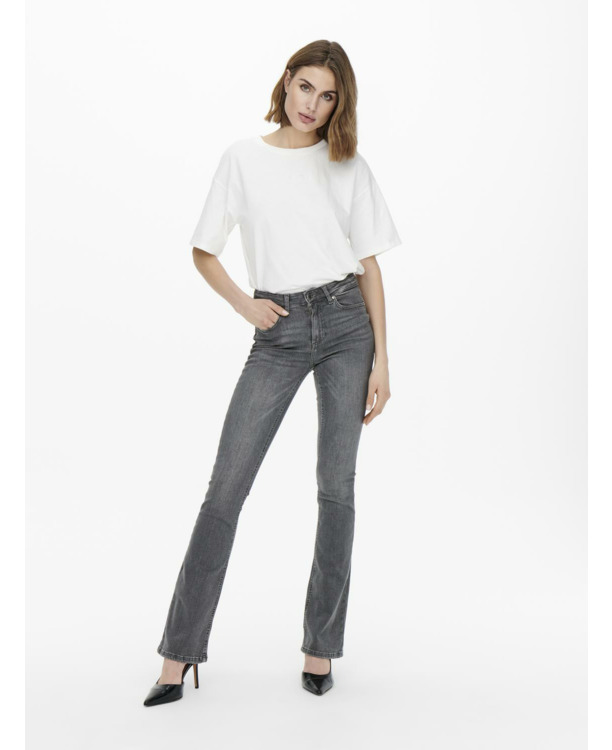 Flared Fit Jeans met hoge taille met wijd uitlopende pasvorm en ritssluiting