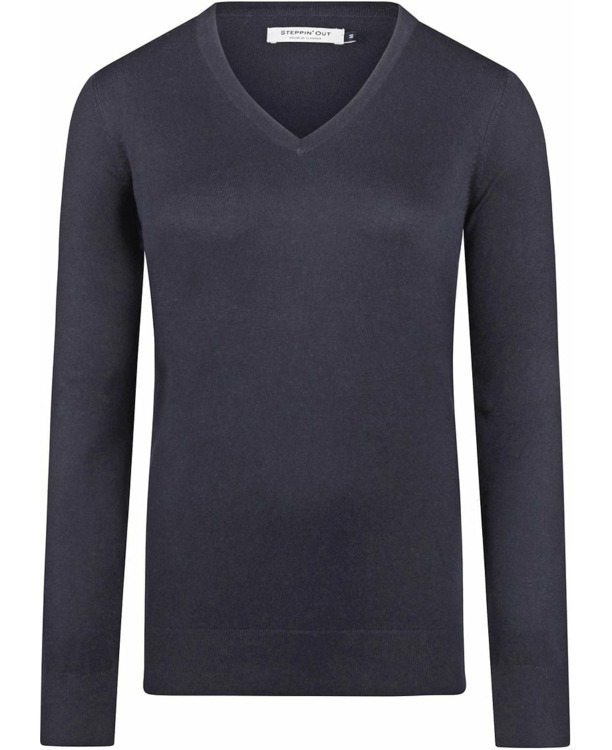 Steppin' Out Damestrui Cotton Cashmere V-hals Navy