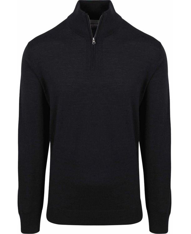 King Essentials The Michael Half Zip Pull Merino Zwart