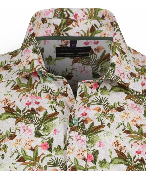 Suitable Short Sleeve Overhemd Print Jungle Groen