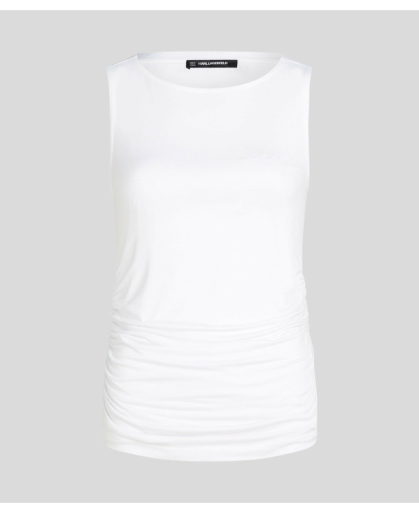 BOAT NECK RUCHED DETAIL TOP