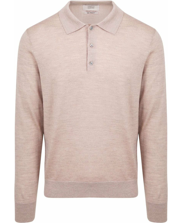 King Essentials The Robert Long Sleeve Poloshirt Merino Beige
