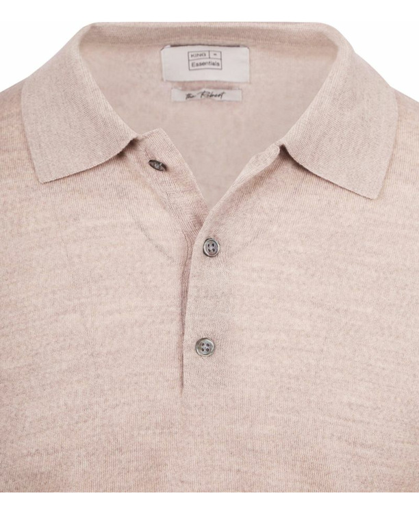 King Essentials The Robert Long Sleeve Poloshirt Merino Beige