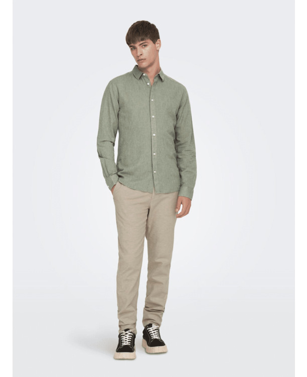 Slim Fit Overhemdkraag Lange Mouwen (L/M) Heren