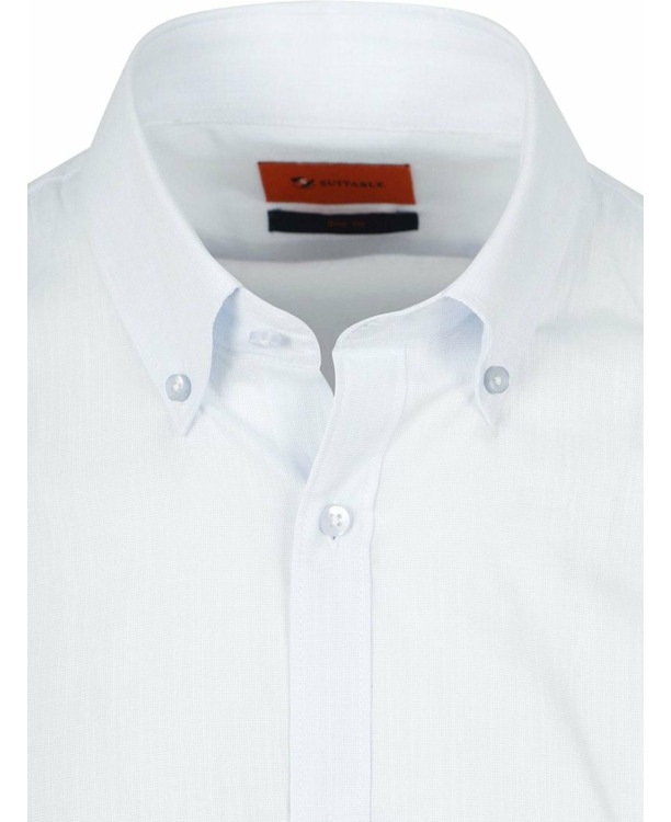 Suitable Overhemd Cotton Slub Lichtblauw