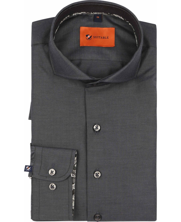 Suitable Twill Overhemd Antraciet