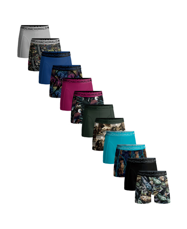 12-Pack Boxer Short Print/Solid Print/Green/Red/Blue/Grey
