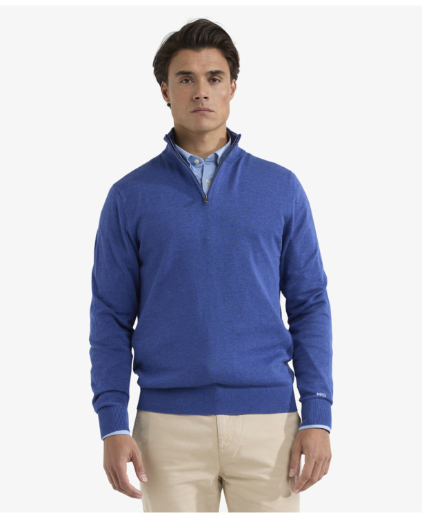 Zip Mock Sweater 100% Cotton Heren