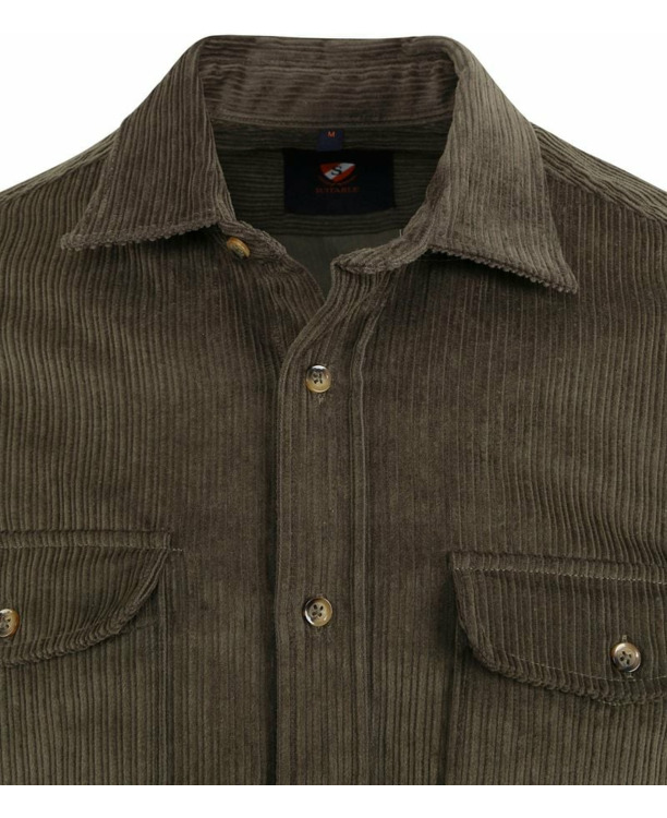 Suitable Overshirt Corduroy Donkergroen