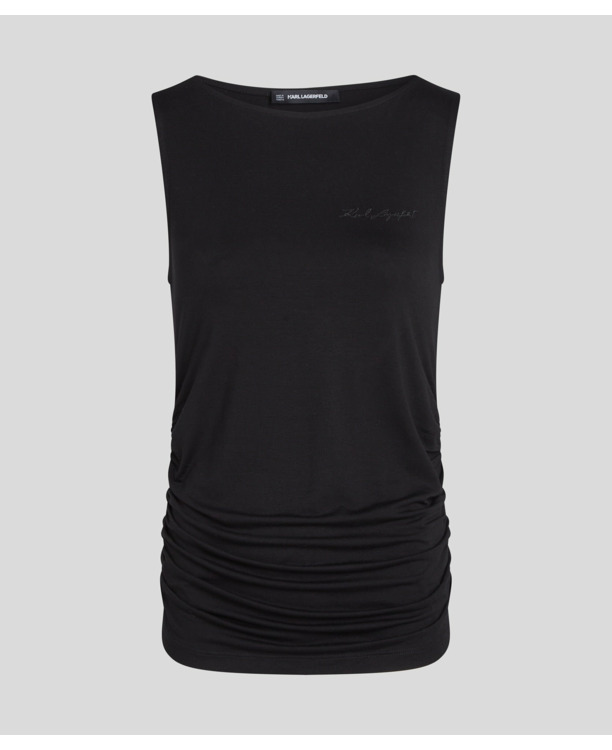BOAT NECK RUCHED DETAIL TOP