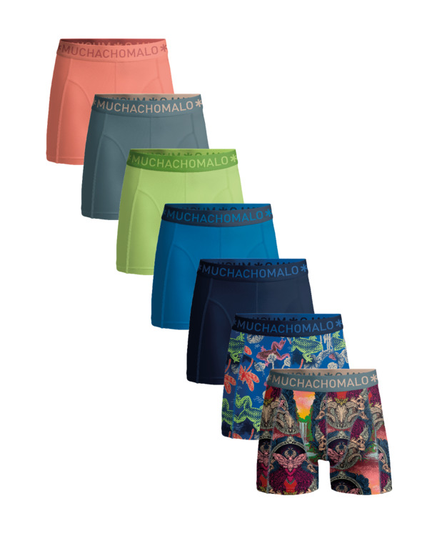 Heren 7-Pack Boxershorts Print/Effen Print/Blue/Grey/Pink