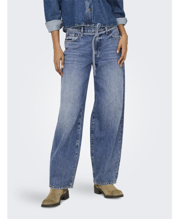 Balloon Fit Riemlussen Hoge Taille Straight Fit Jeans