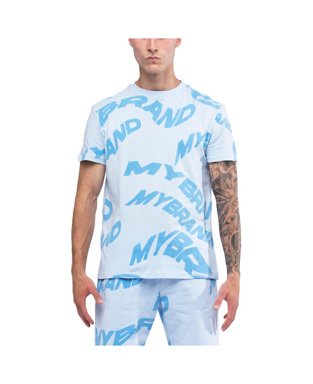 MIJN MERK BLAUWE GOLVEN TSHIRT MANNEN