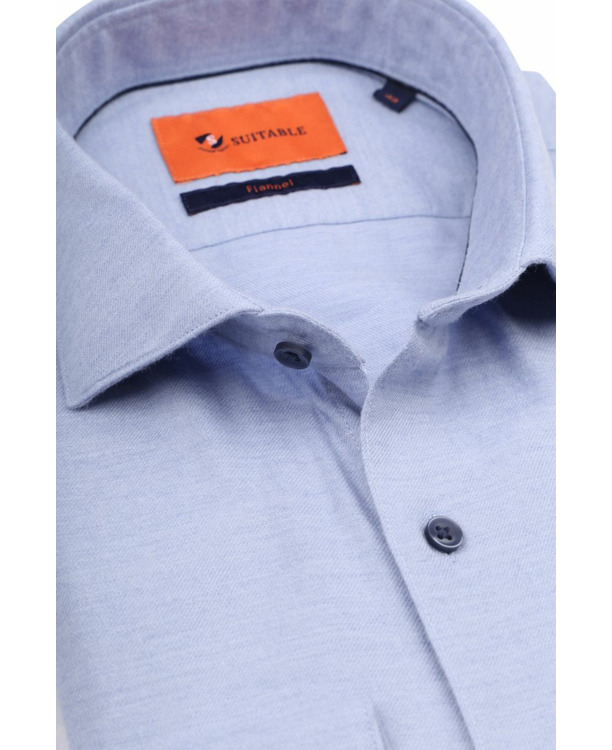 Suitable Overhemd Widespread Flanel Lichtblauw