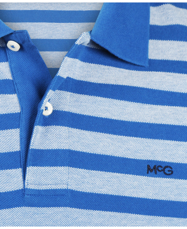 Oxford Piquee Stripe Polo 100% Cotton Heren