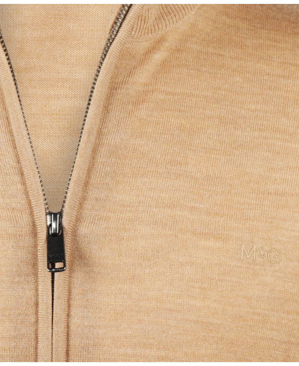 Fine Merino Zip Thru Cardigan 100% Extra Fine Merinowol Heren