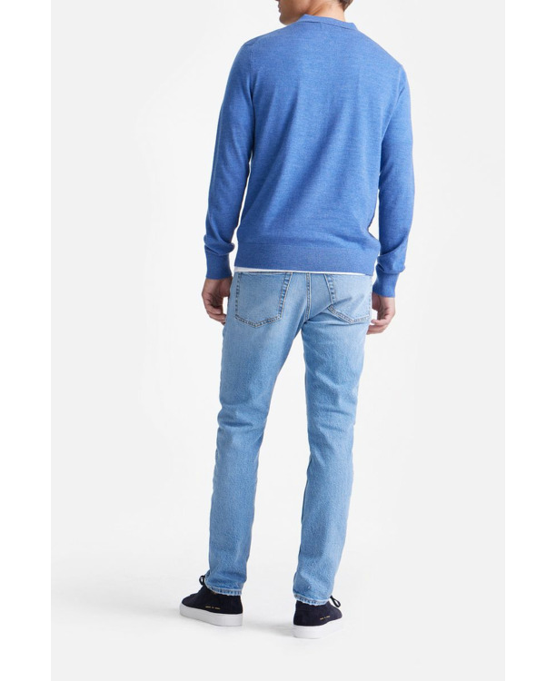 King Essentials The Robert Long Sleeve Poloshirt Merino Mid Blauw