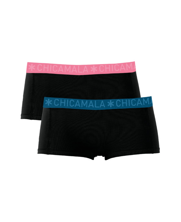 Dames 2-pack Boxershort Solid Black/Black