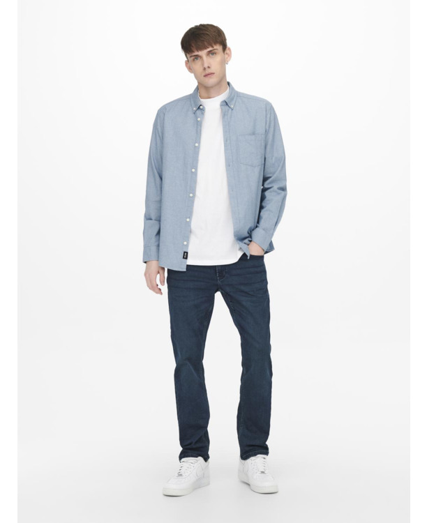 Slim Fit Button Down Kraag Lange Mouwen (L/M) Heren