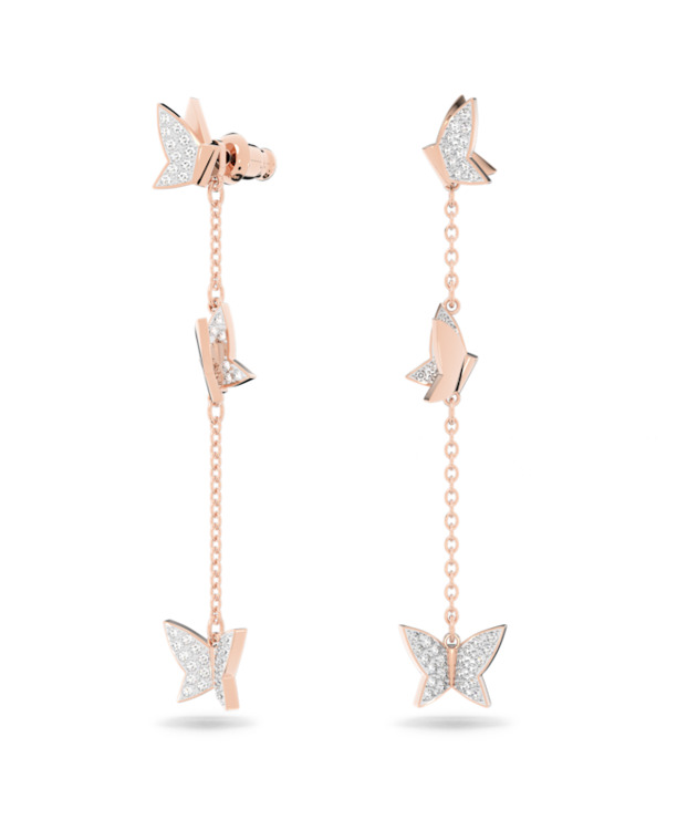 Idyllia Lilia Pierced Earrings Chain Earrings Rose Gold shiny Crystal
