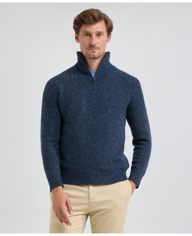 Zip Mock Fishermans Sweater Heren