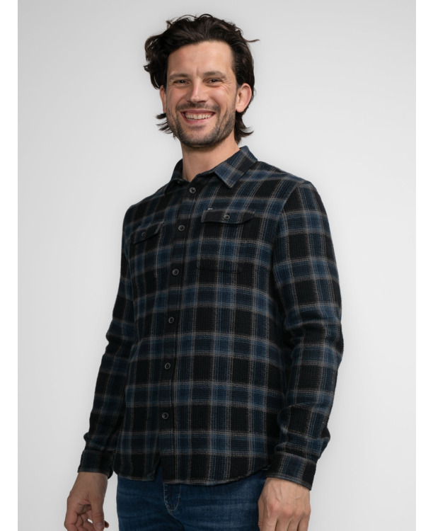 Men Shirt Long Sleeve Check