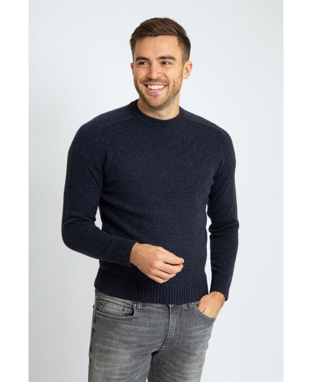 Suitable Lamswol Trui Ronde Hals Navy