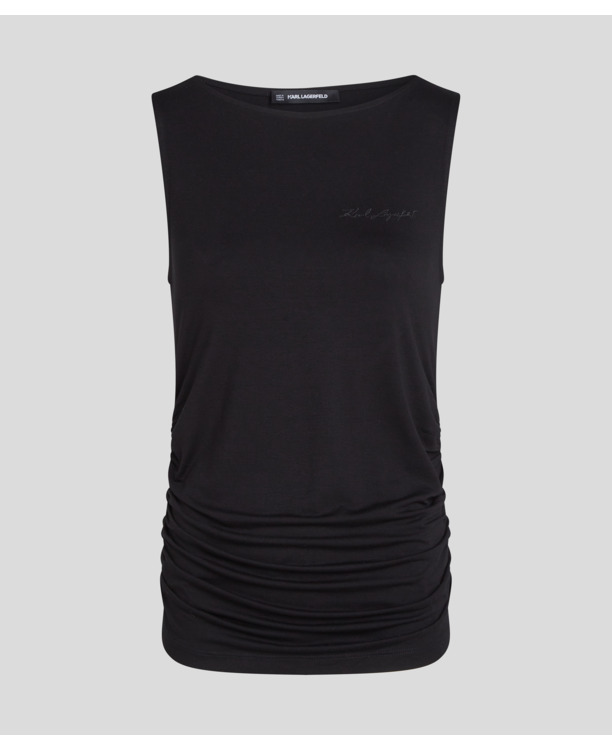 BOAT NECK RUCHED DETAIL TOP