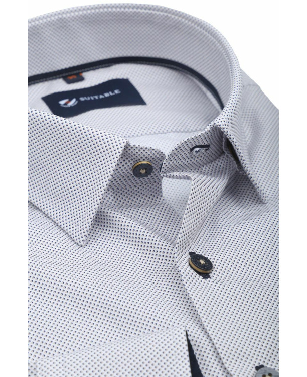 Suitable Overhemd Print Sand Navy