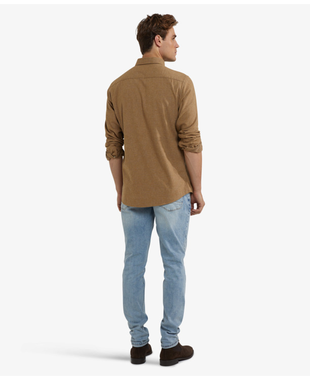 Flannel Melange Oxford Shirt 100% Cotton Heren