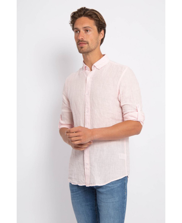 Suitable Overhemd Linnen Lichtroze