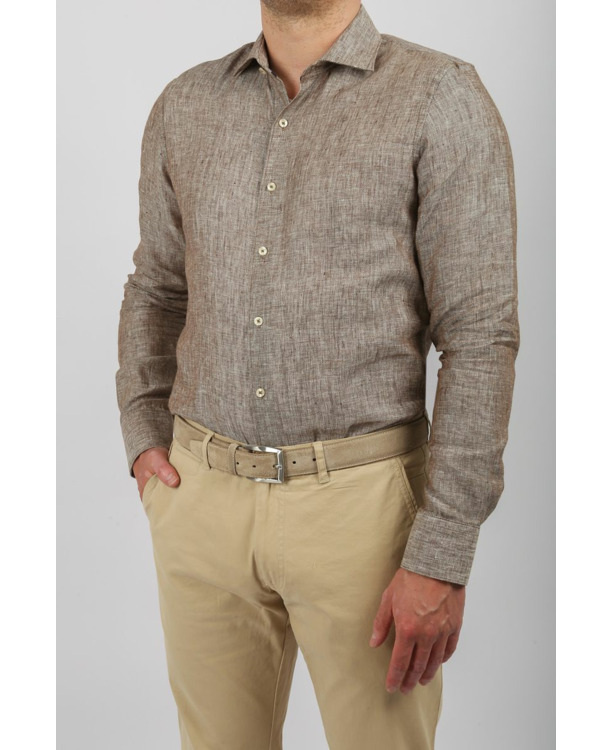 Suitable Overhemd Linnen Taupe