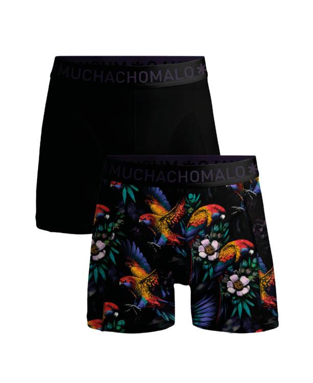 Heren 2-pack Boxershorts print/effen Print/Black