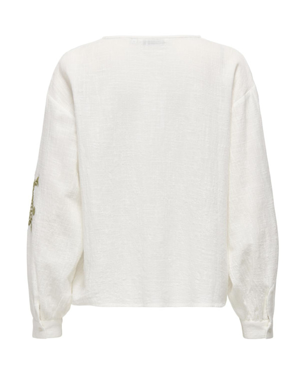 Regular Fit V-Neck Long Sleeves (L/S) Top met V-hals met lange mouwen en borduursel