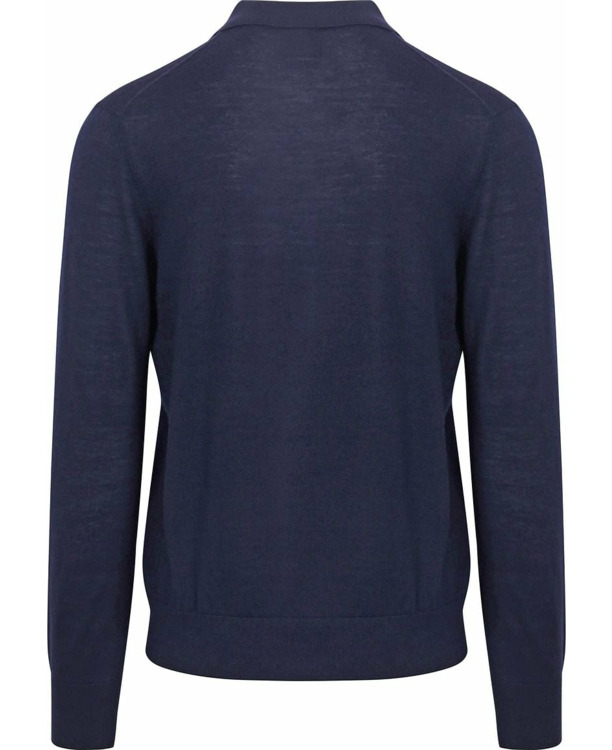 King Essentials The Robert Long Sleeve Poloshirt Merino Navy