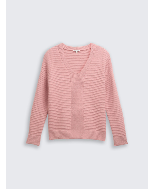 Gebereide trui met V-hals