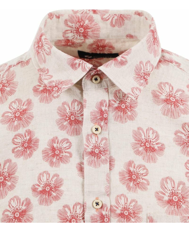 Suitable Short Sleeve Overhemd Linnen Simon Rood