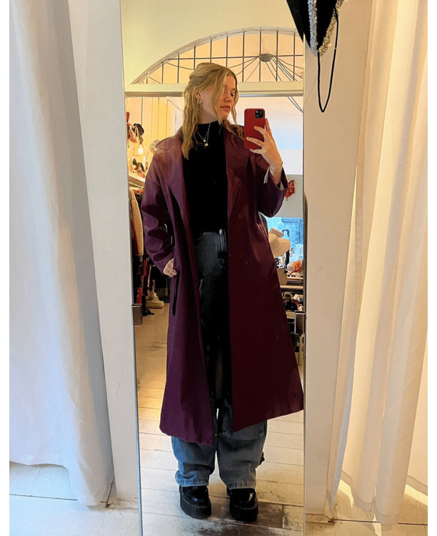 Vegan leather double breasted trenchcoat