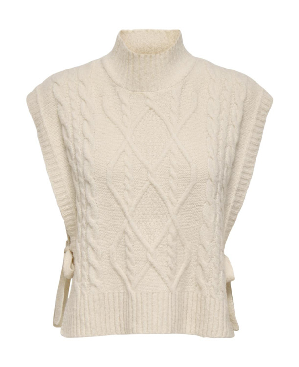 Regular Fit Mock Neck Sleeveless (S/L) Mouwloos gebreid vest met koordsluiting