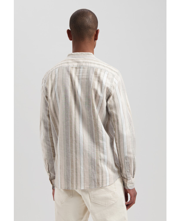 Mao Shirt Linen Stripe